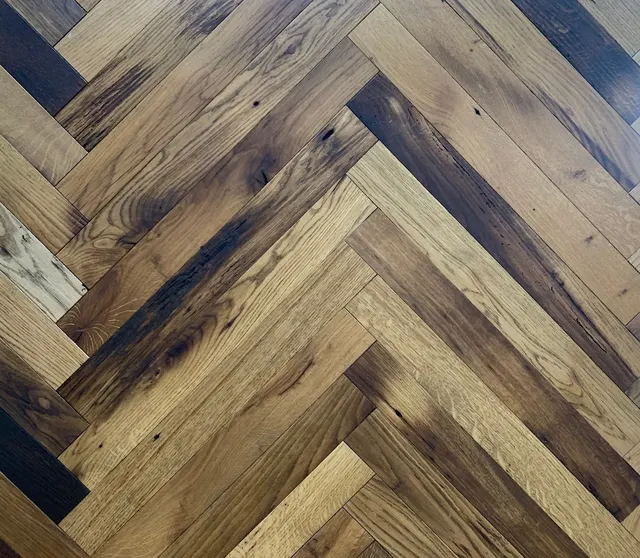 Antique Oak Herringbone Parquet