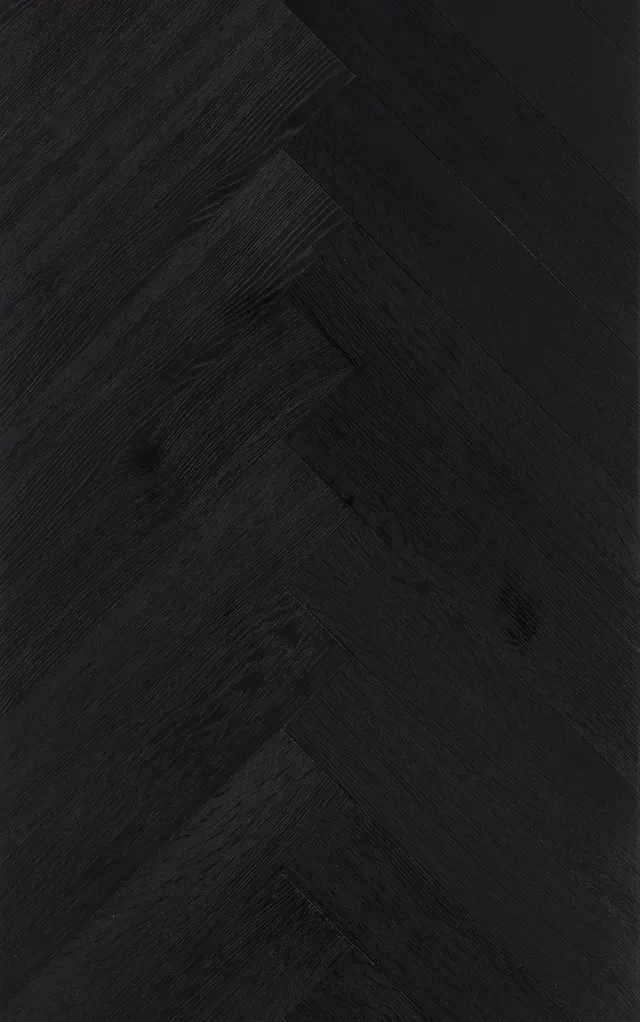 Deep Black Herringbone Parquet