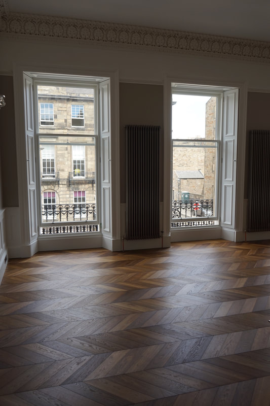 Edinburgh West-end high end residential project, chevron parquet flooring