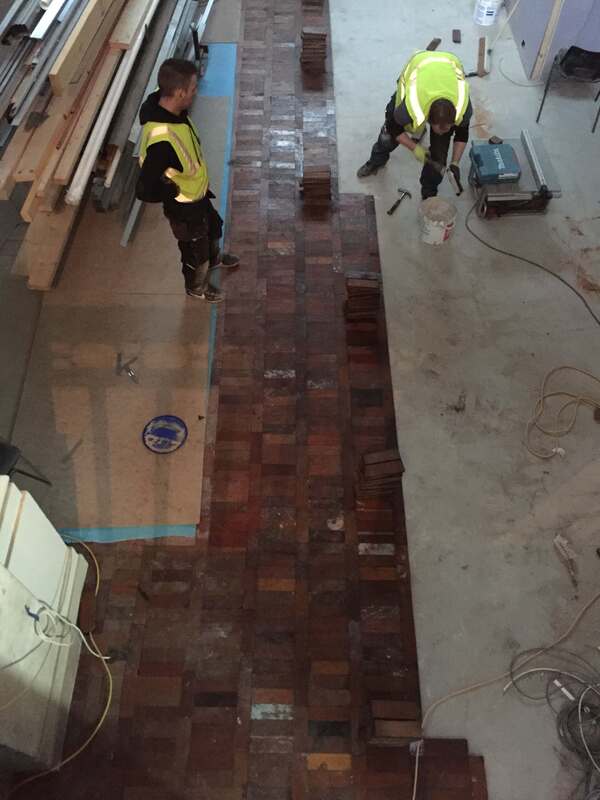 Commercial parquet flooring installation project
