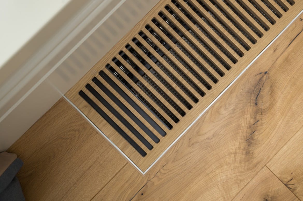 engineered wood flooring with underfloor heating and convectors
