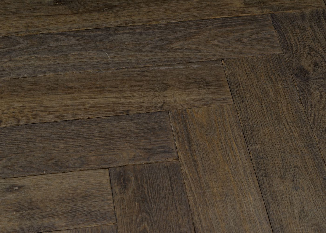 Black chestnut herringbone parquet wood flooring