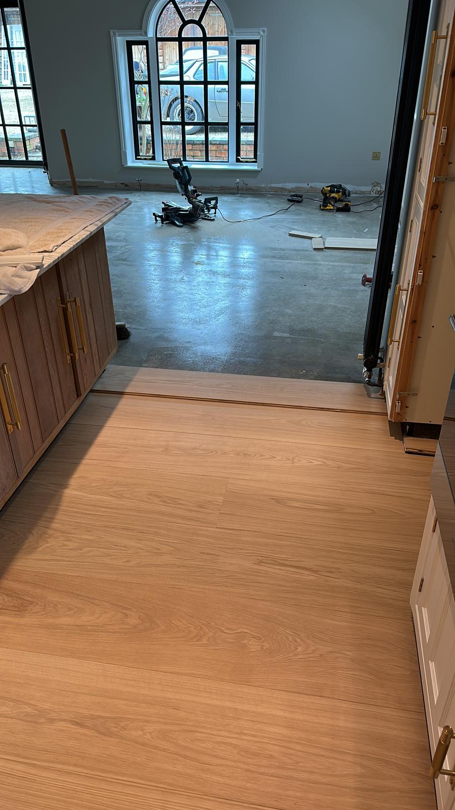 Wide plank oak floors installation
