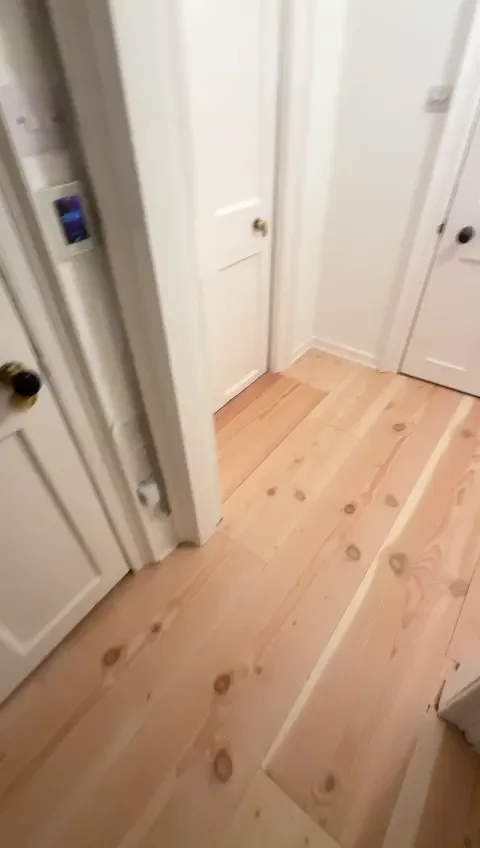 300mm Douglas fir planks in the hallway leading to the front door