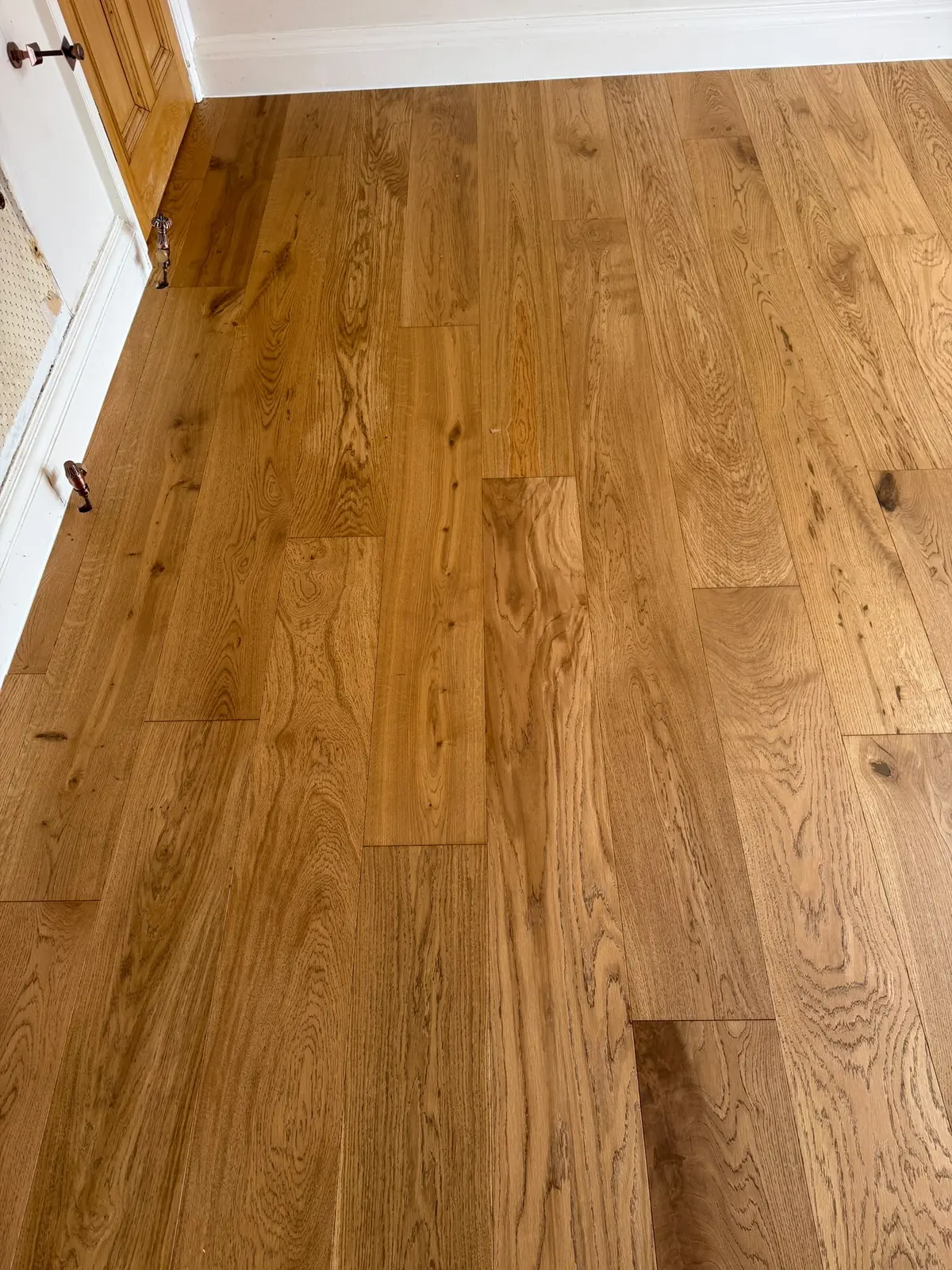Close-up of warm oiled oak grain