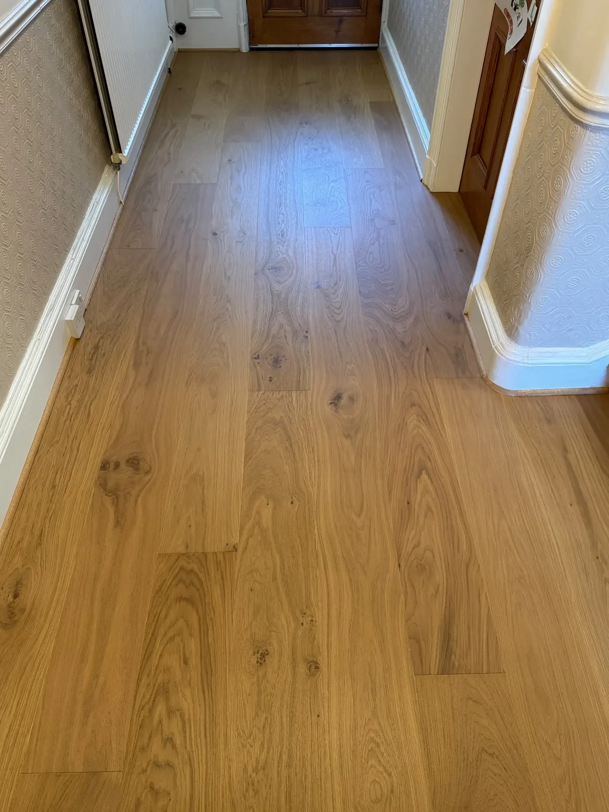 Old Beryllium 1 engineered oak flooring in a Victorian hallway in Edinburgh