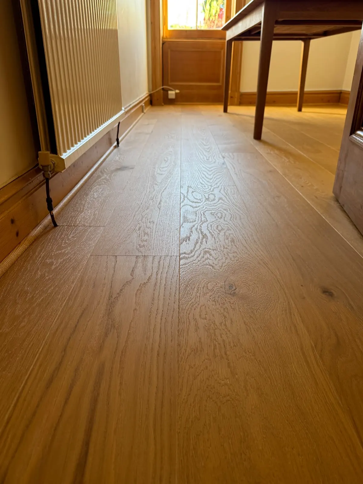 Warm medium oak floor in morning light